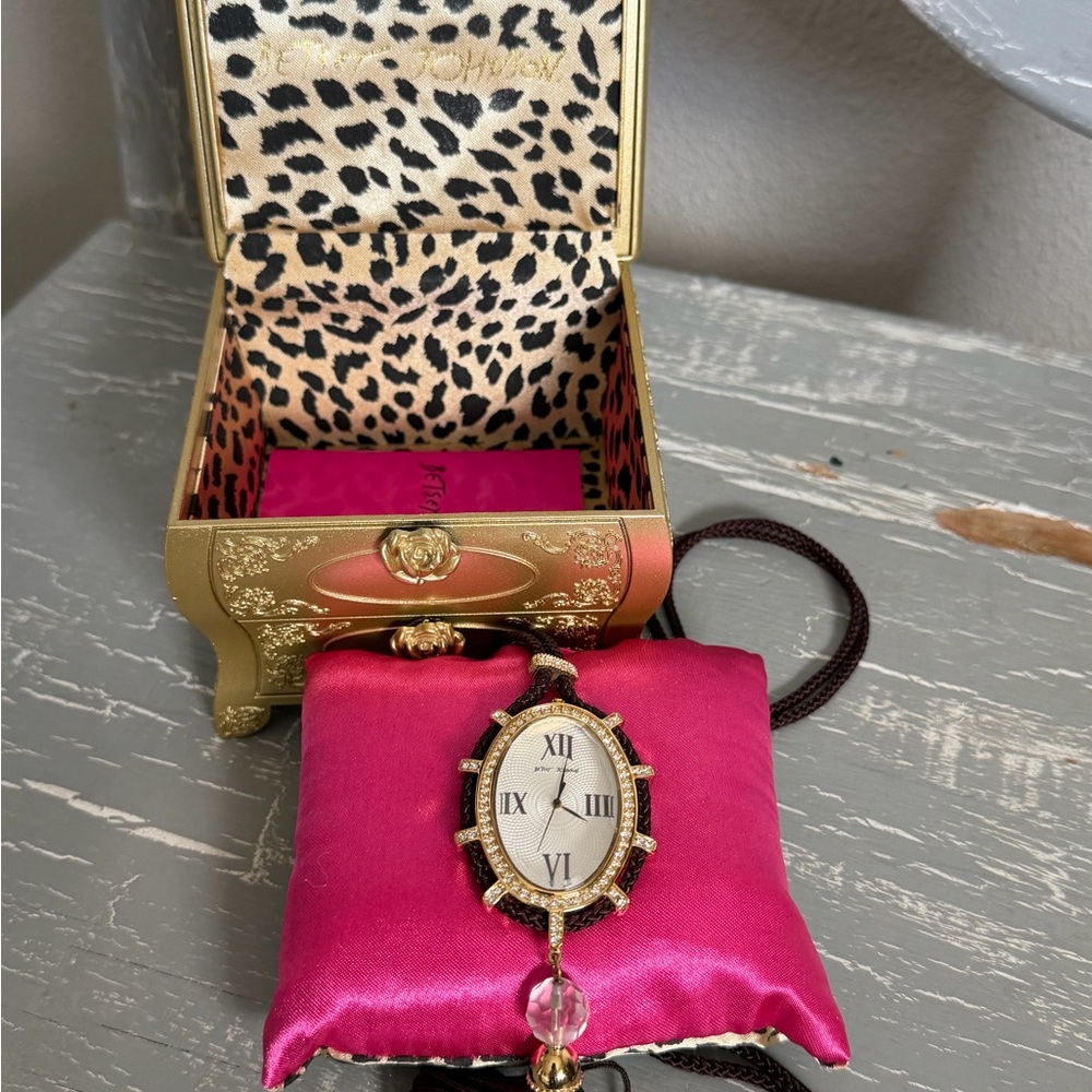 Vintage Betsey Johnson Tiger’s Eye Watch Necklace